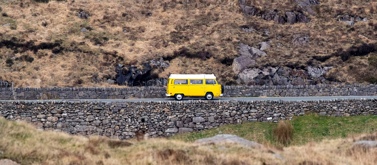 Vintage Volkswagen beetle on empty parking lot